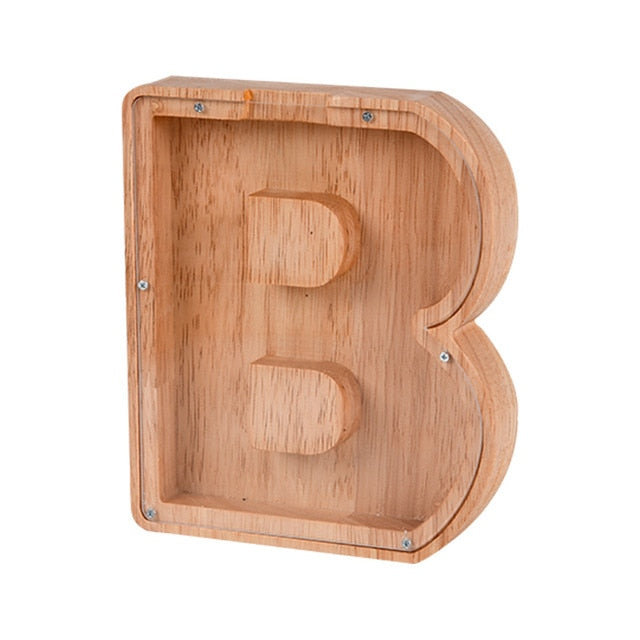 【PERSONAL TREASURE】 Wooden Letter Piggy Bank - Gift For Kids