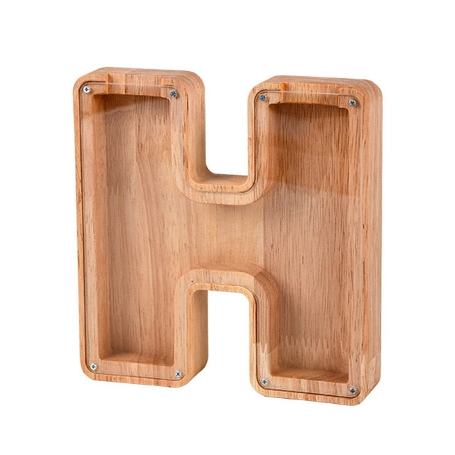 【PERSONAL TREASURE】 Wooden Letter Piggy Bank - Gift For Kids