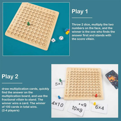 【MATH MAGIC】 Wooden Montessori Multiplication Board Game