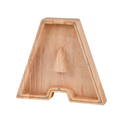 【PERSONAL TREASURE】  Wooden Letter Piggy Bank - Gift For Kids