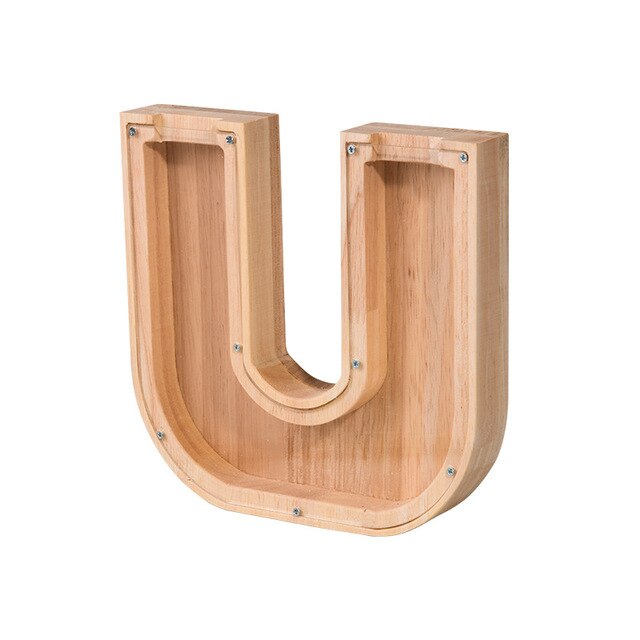 【PERSONAL TREASURE】  Wooden Letter Piggy Bank - Gift For Kids