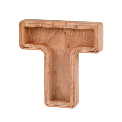 【PERSONAL TREASURE】  Wooden Letter Piggy Bank - Gift For Kids