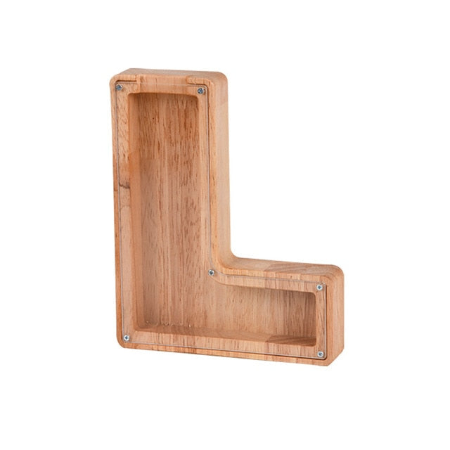 【PERSONAL TREASURE】  Wooden Letter Piggy Bank - Gift For Kids
