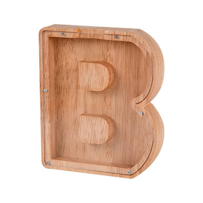 【PERSONAL TREASURE】  Wooden Letter Piggy Bank - Gift For Kids