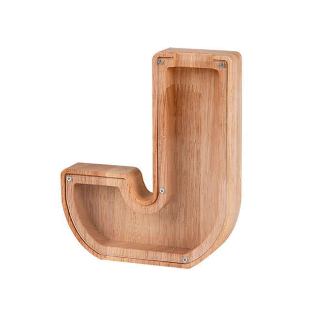 【PERSONAL TREASURE】  Wooden Letter Piggy Bank - Gift For Kids
