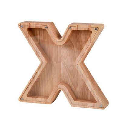 【PERSONAL TREASURE】  Wooden Letter Piggy Bank - Gift For Kids