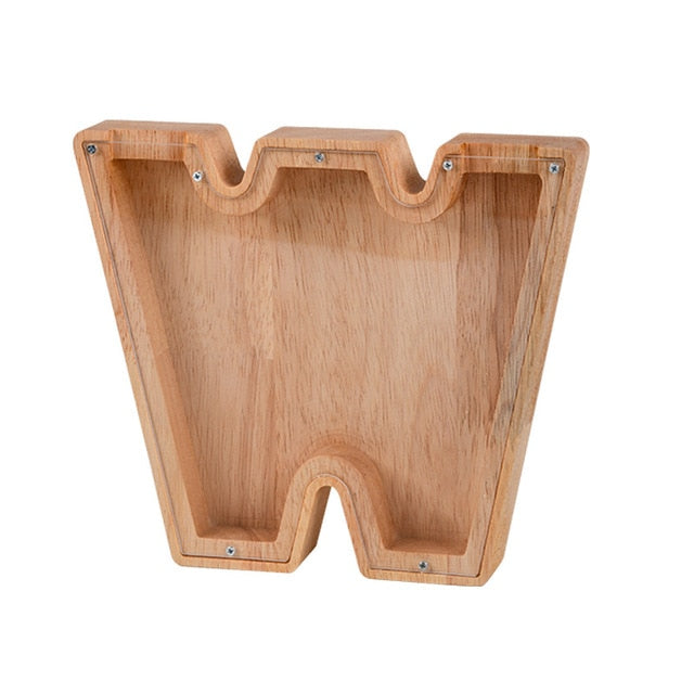 【PERSONAL TREASURE】  Wooden Letter Piggy Bank - Gift For Kids