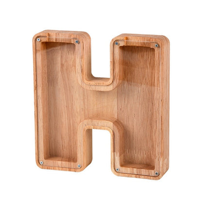 【PERSONAL TREASURE】  Wooden Letter Piggy Bank - Gift For Kids