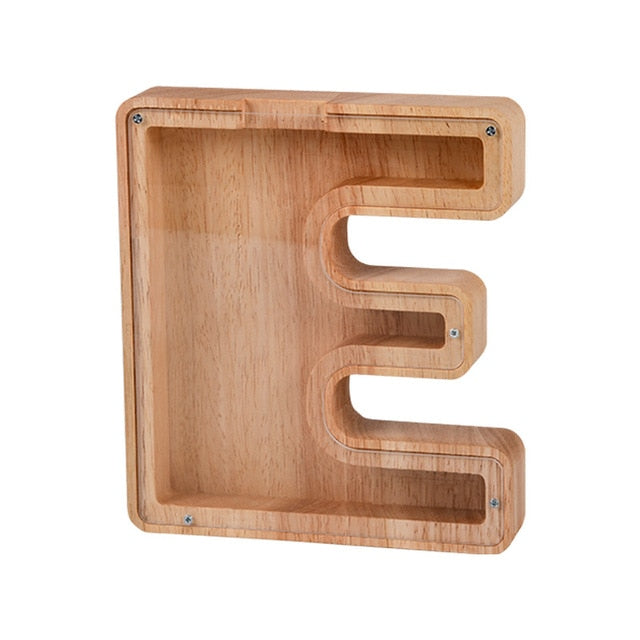 【PERSONAL TREASURE】  Wooden Letter Piggy Bank - Gift For Kids