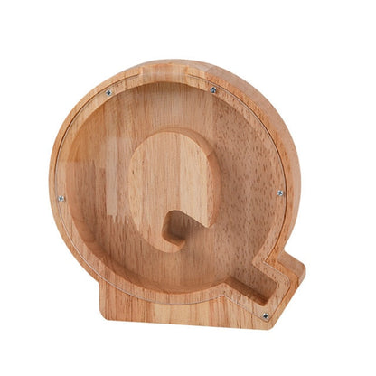 【PERSONAL TREASURE】  Wooden Letter Piggy Bank - Gift For Kids