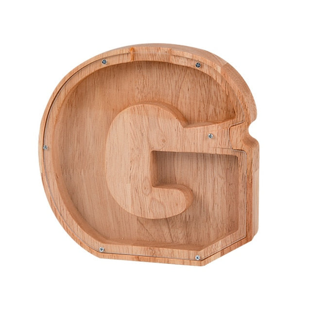 【PERSONAL TREASURE】  Wooden Letter Piggy Bank - Gift For Kids