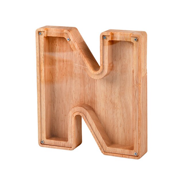 【PERSONAL TREASURE】  Wooden Letter Piggy Bank - Gift For Kids