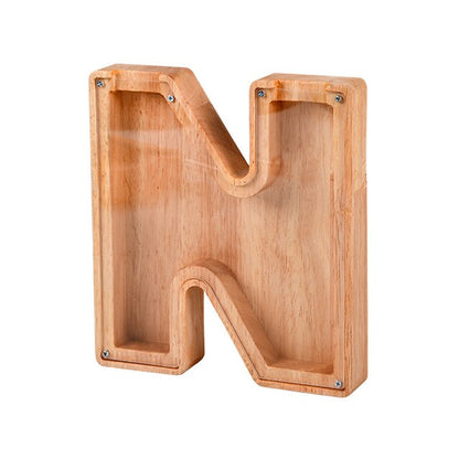 【PERSONAL TREASURE】  Wooden Letter Piggy Bank - Gift For Kids