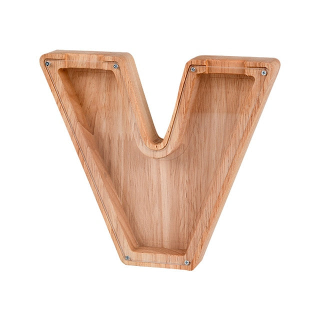 【PERSONAL TREASURE】  Wooden Letter Piggy Bank - Gift For Kids