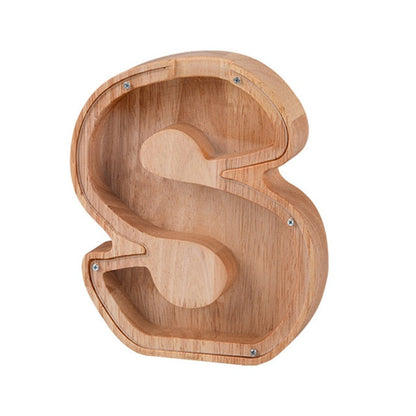 【PERSONAL TREASURE】  Wooden Letter Piggy Bank - Gift For Kids