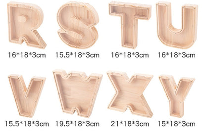 【PERSONAL TREASURE】  Wooden Letter Piggy Bank - Gift For Kids