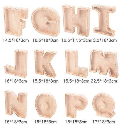 【PERSONAL TREASURE】  Wooden Letter Piggy Bank - Gift For Kids