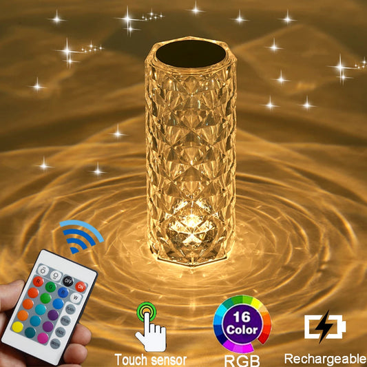 【AMBIENT BEAUTY】 Touch Control Rose Crystal Lamp
