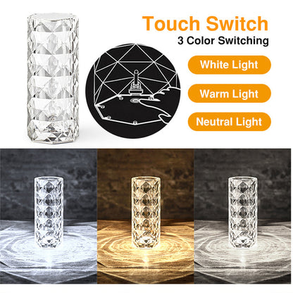 【AMBIENT BEAUTY】 Touch Control Rose Crystal Lamp