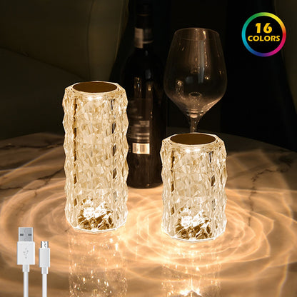 【AMBIENT BEAUTY】 Touch Control Rose Crystal Lamp