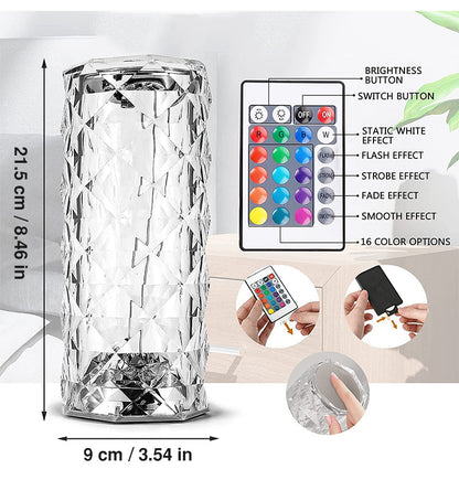 【AMBIENT BEAUTY】 Touch Control Rose Crystal Lamp