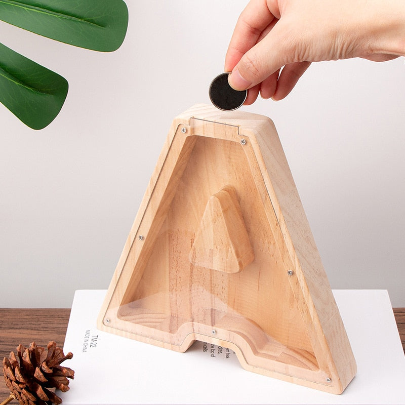 【PERSONAL TREASURE】  Wooden Letter Piggy Bank - Gift For Kids