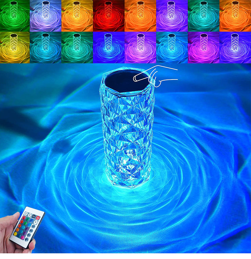 【AMBIENT BEAUTY】 Touch Control Rose Crystal Lamp