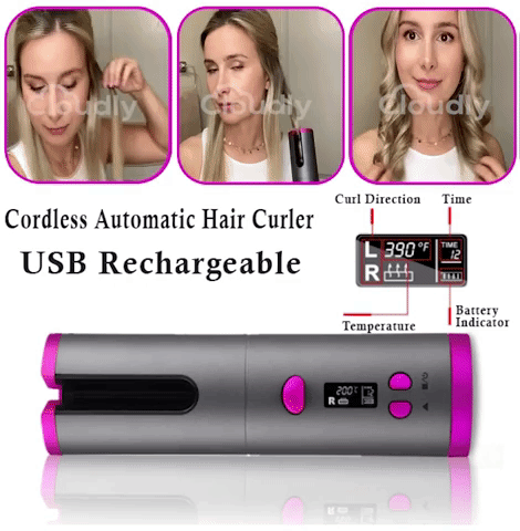 【EFFORTLESS CURLS!】 Cordless Auto Rotating Ceramic Hair Curler