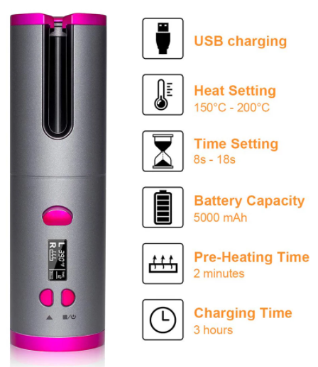 【EFFORTLESS CURLS!】 Cordless Auto Rotating Ceramic Hair Curler