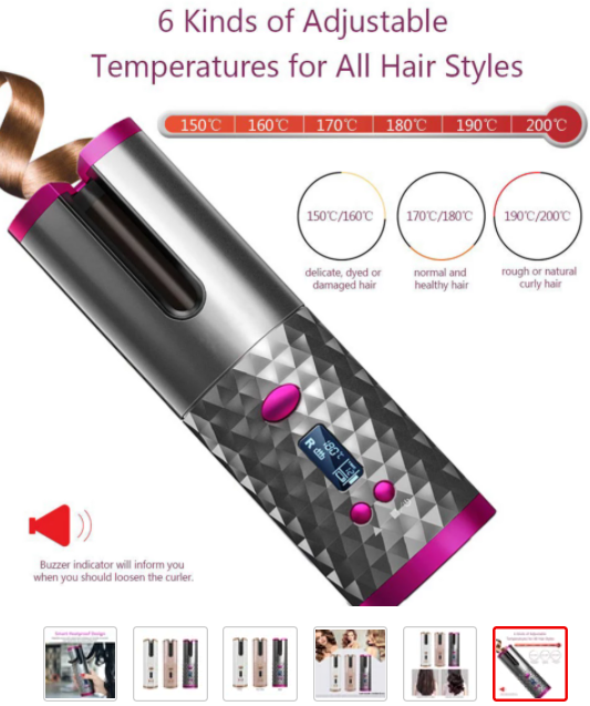 【EFFORTLESS CURLS!】 Cordless Auto Rotating Ceramic Hair Curler